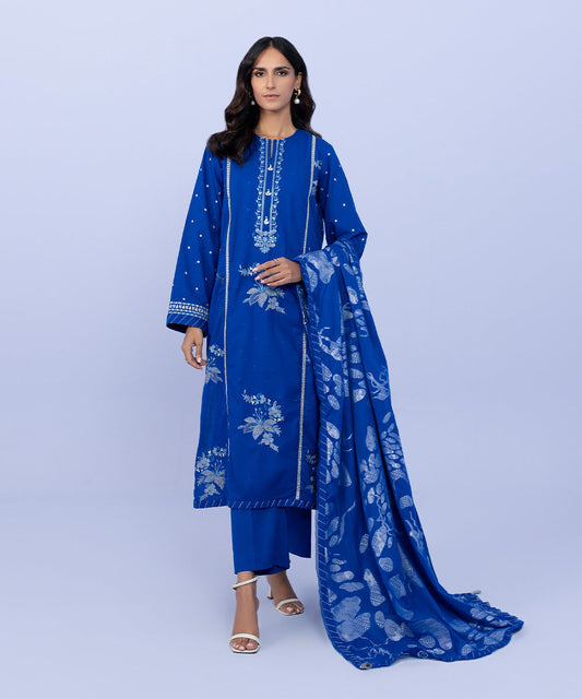 Sapphire - 3 Piece - Embroidered Cotton Suit