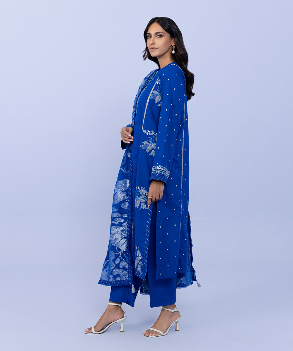 Sapphire - 3 Piece - Embroidered Cotton Suit