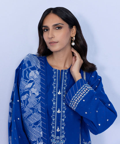 Sapphire - 3 Piece - Embroidered Cotton Suit