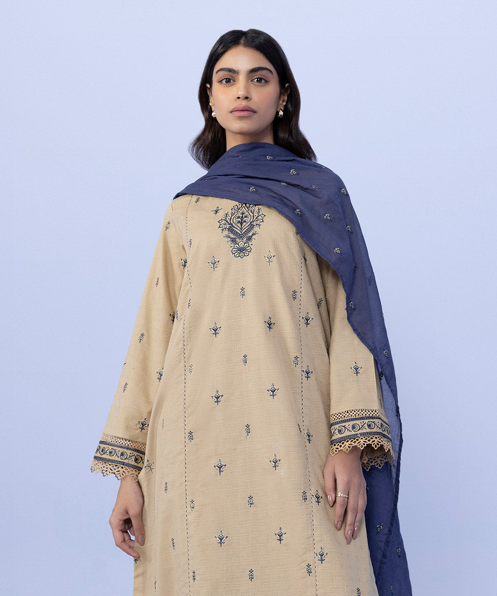 Sapphire - 3 Piece - Embroidered Jacquard Suit