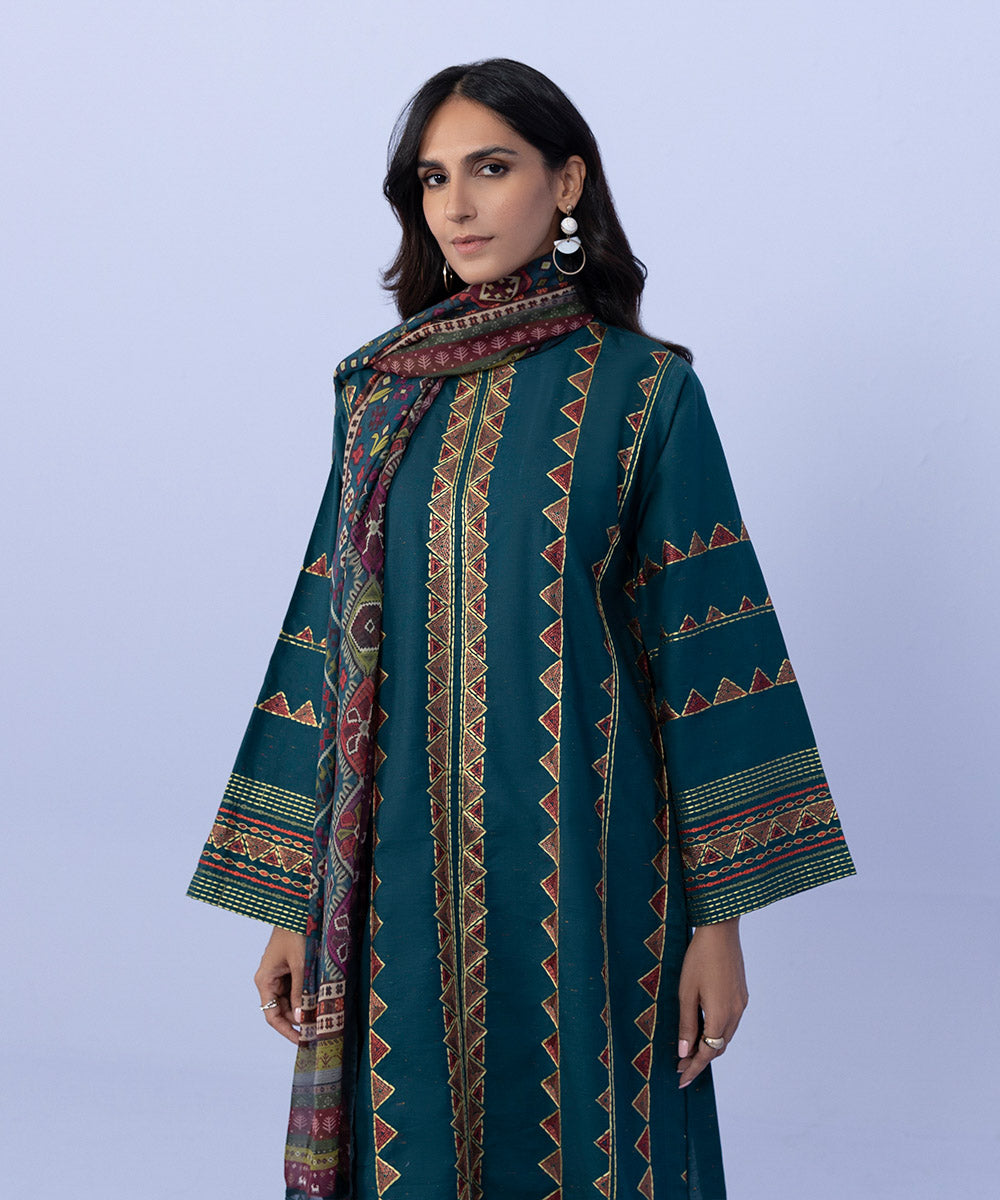 Sapphire - 3 Piece - Embroidered Cotton Suit