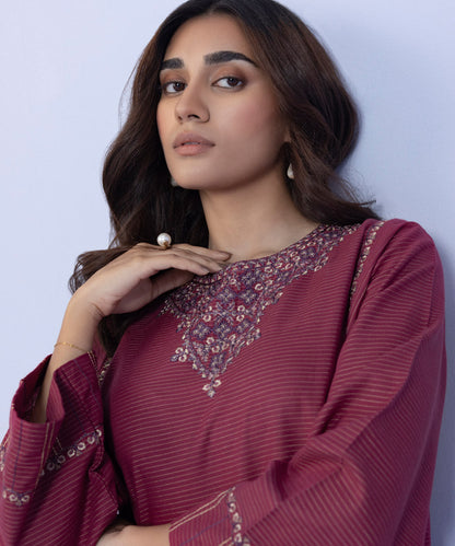 Sapphire - Embroidered Zari Khaddar Shirt