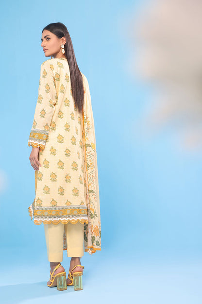 3 Pc Embroidered Lawn Suit With Broschia Dupatta