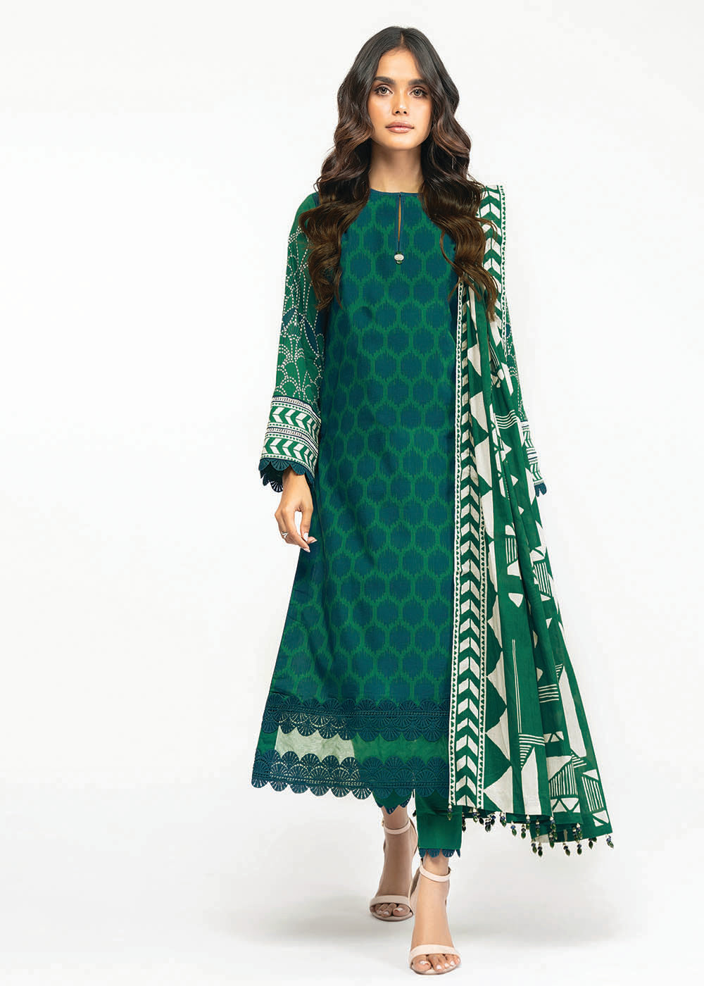 Alkaram - 2 Pc Embroidered Lawn Suit With Lawn Dupatta