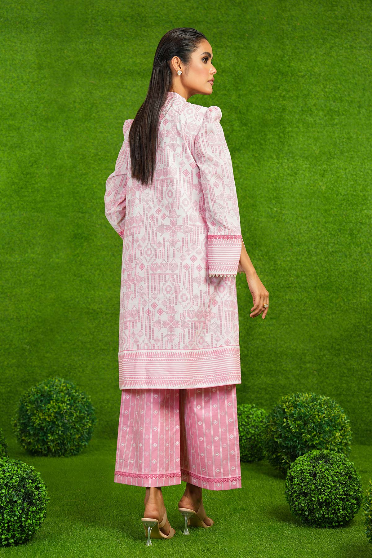 2 Pc Embroidered Cambric Suit With Cambric Trouser