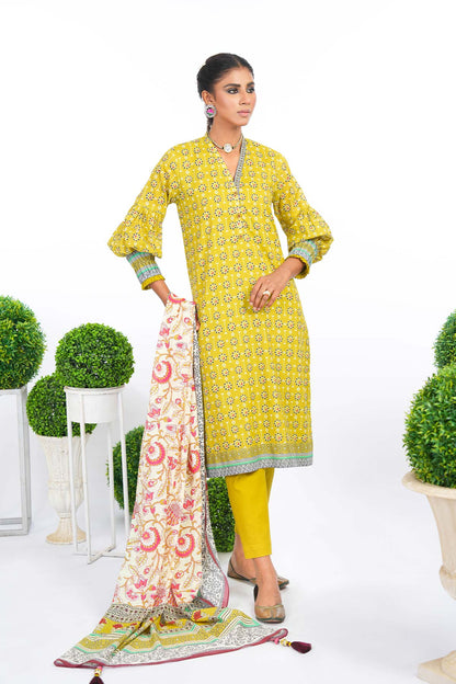 2 Pc Printed Lawn Suit With Silver Lawn Dupatta