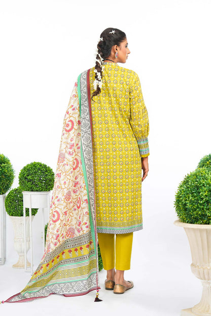 2 Pc Printed Lawn Suit With Silver Lawn Dupatta