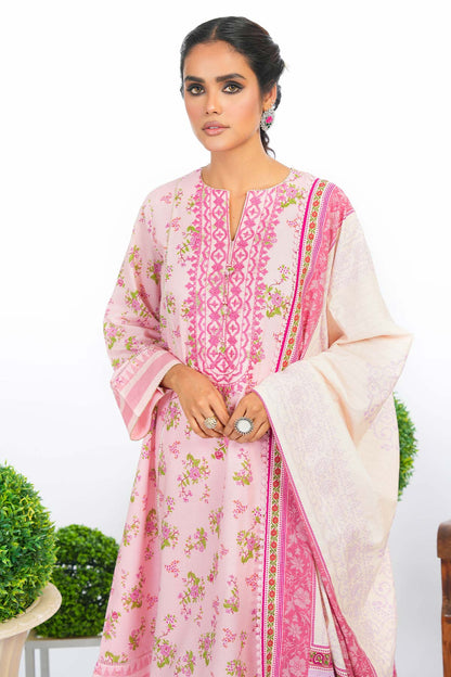 2 Pc Embroidered Lawn Suit With Broschia Dupatta