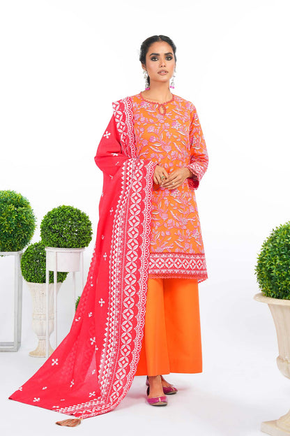 2 Pc Printed Lawn Suit With Doria Dupatta