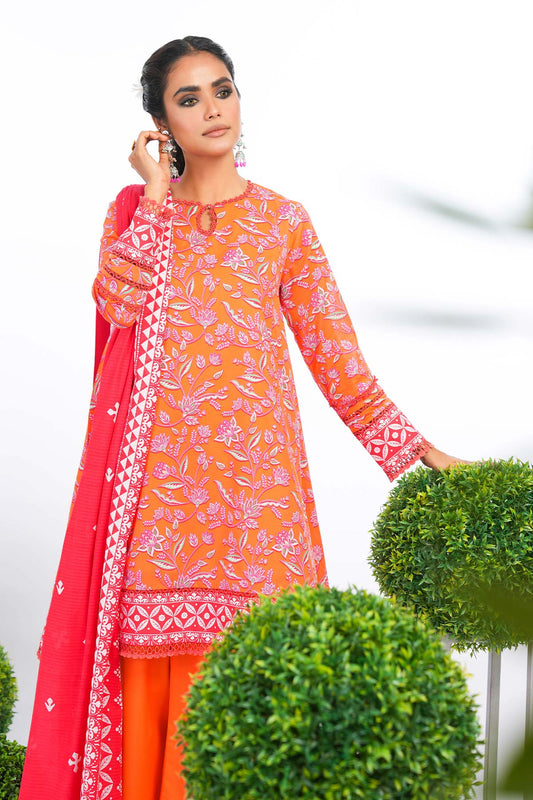 2 Pc Printed Lawn Suit With Doria Dupatta