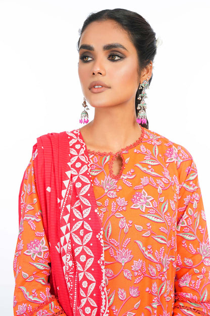 2 Pc Printed Lawn Suit With Doria Dupatta