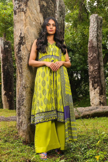 2 Pc Printed Lawn Suit With Net Dupatta