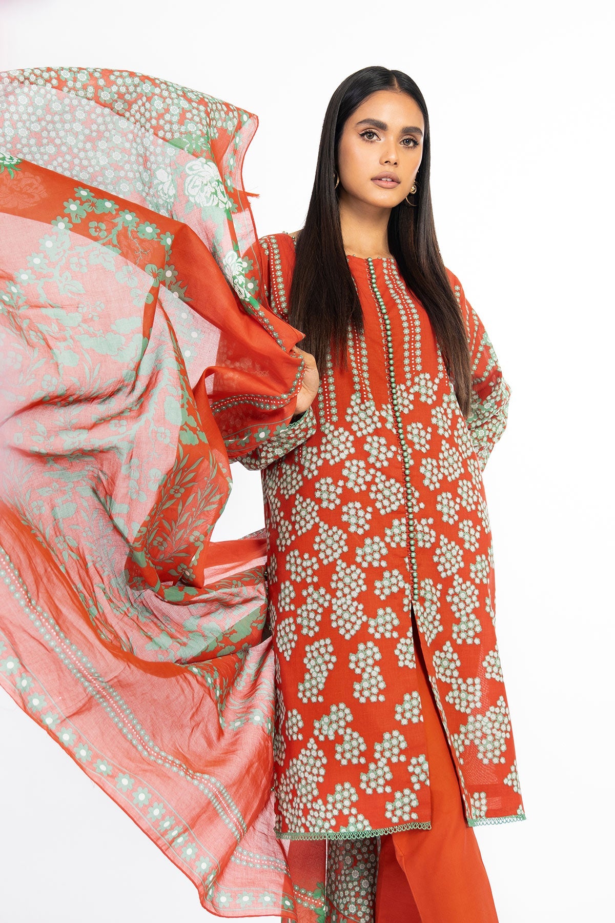 2 Pc Printed Lawn Suit With Lawn Dupatta