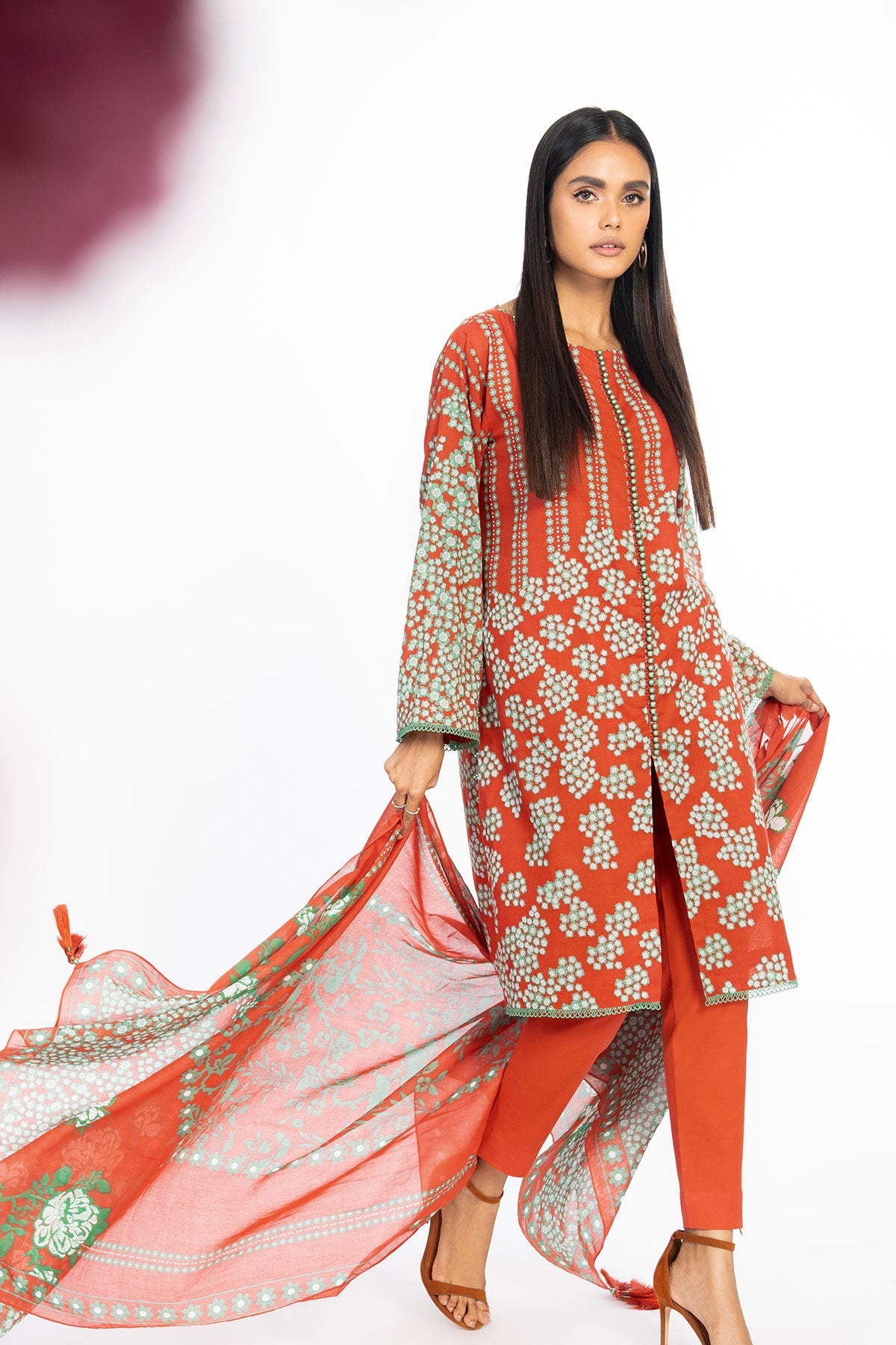 2 Pc Printed Lawn Suit With Lawn Dupatta