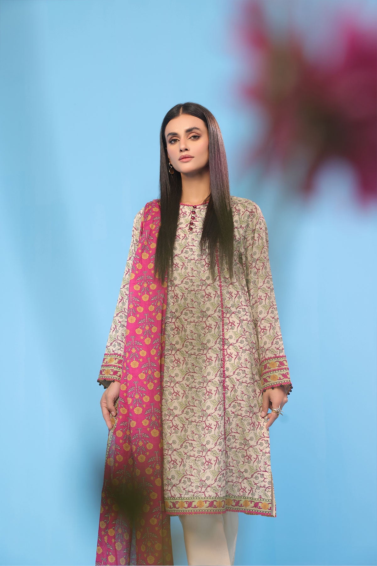 2 Pc Printed Lawn Suit With Lawn Dupatta