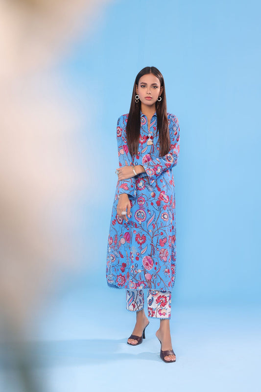 2 Pc Printed Lawn Suit With Cambric Trouser