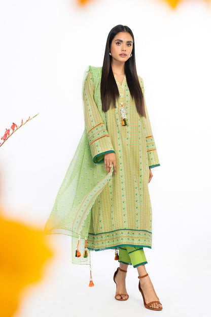 2 Pc Printed Lawn Suit With Chiffon Dupatta