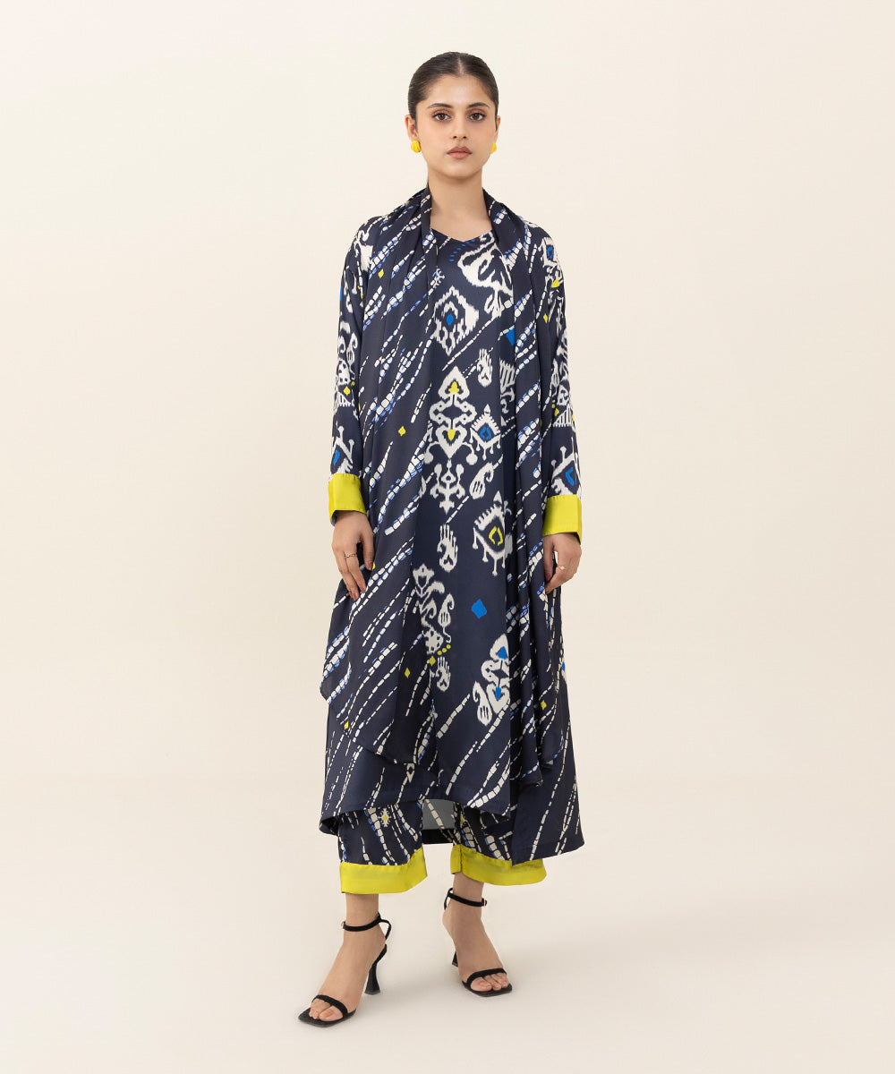 Sapphire - 2 Piece - Printed Silk Suit