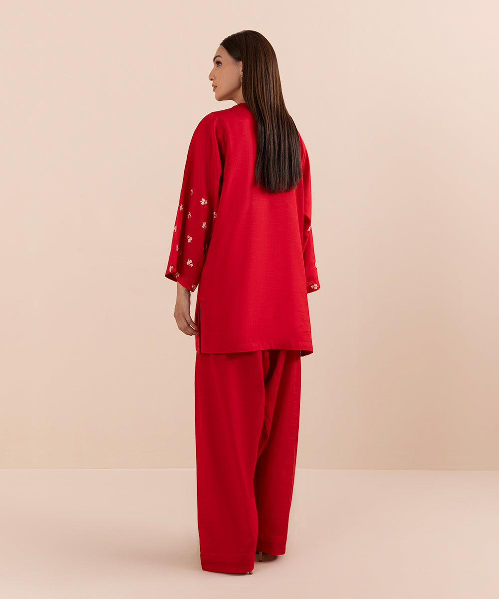 Sapphire - 2 Piece - Embroidered Raw Silk Suit