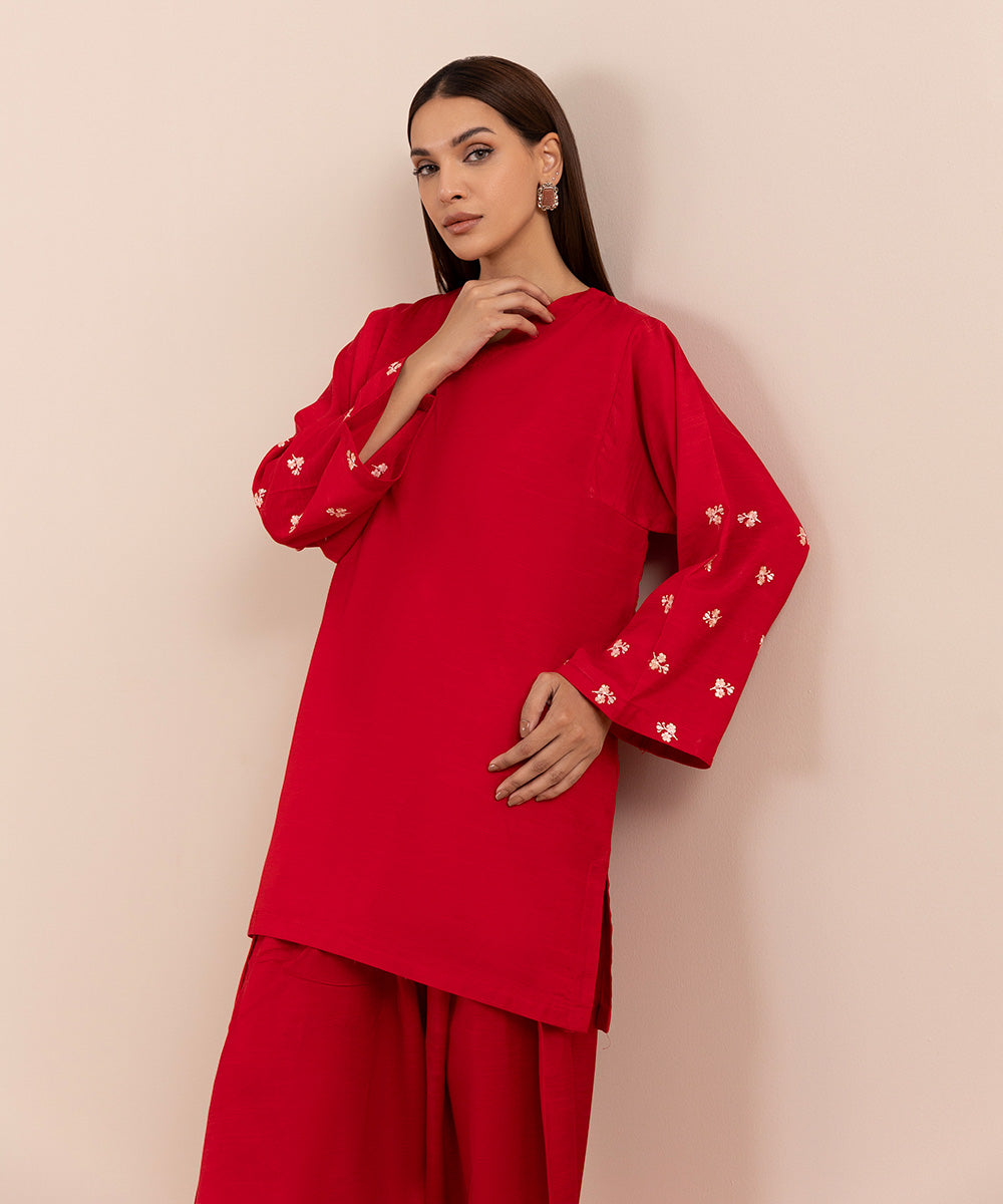 Sapphire - 2 Piece - Embroidered Raw Silk Suit