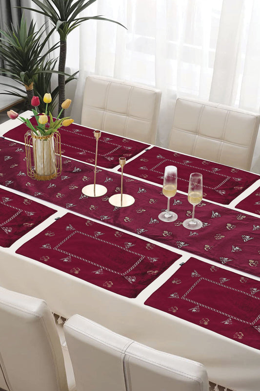 Nishat Linen - Scarelet Table Runner Set - 7 Piece