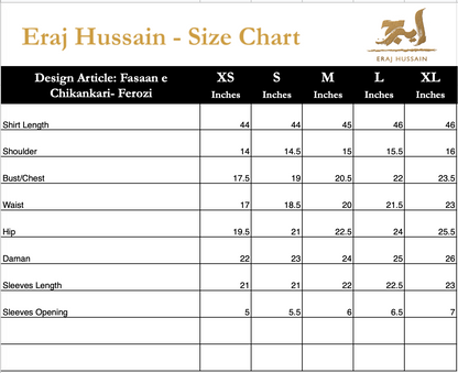Eraj Hussain - Fasaan e Chikankari - Ferozi - Stitched