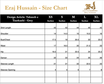 Eraj Hussain - Tahzeeb e Taarkashi - Grey - Stitched