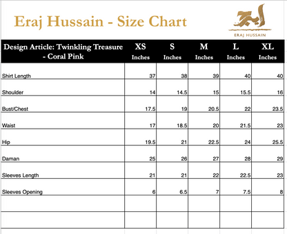 Eraj Hussain - Twinkling Treasure - Coral Pink - Stitched