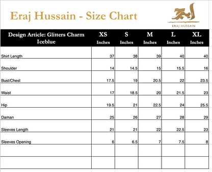 Eraj Hussain - Glitters Charm Iceblue - Stitched