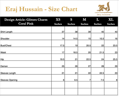 Eraj Hussain - Glitters Charm Coral Pink - Stitched
