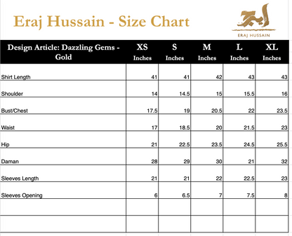Eraj Hussain - Dazzling Gems Gold - Stitched