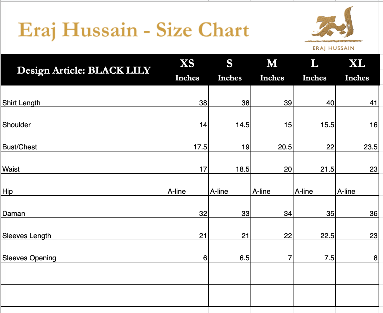Eraj Hussain - Black Lily - Stitched