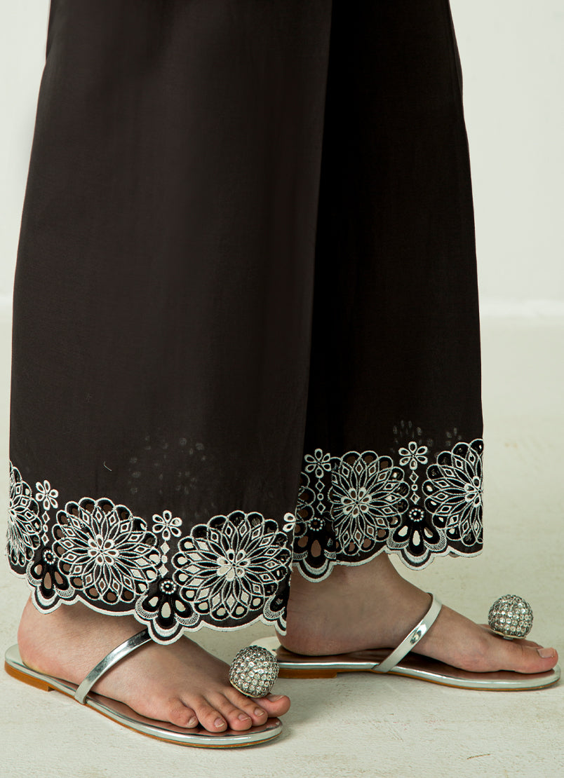 Black Schiffli Embroidered Izaar Pant