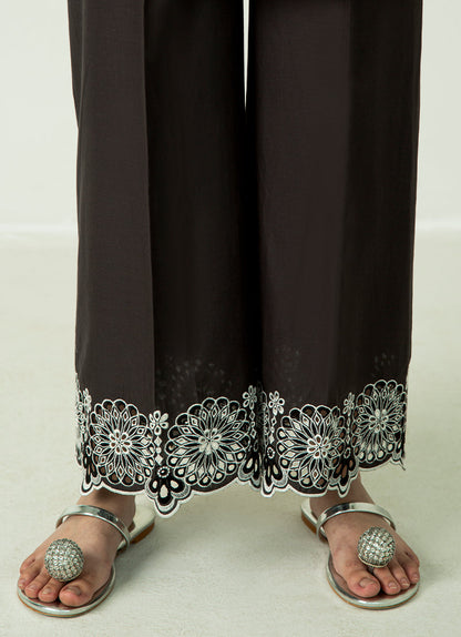 Black Schiffli Embroidered Izaar Pant