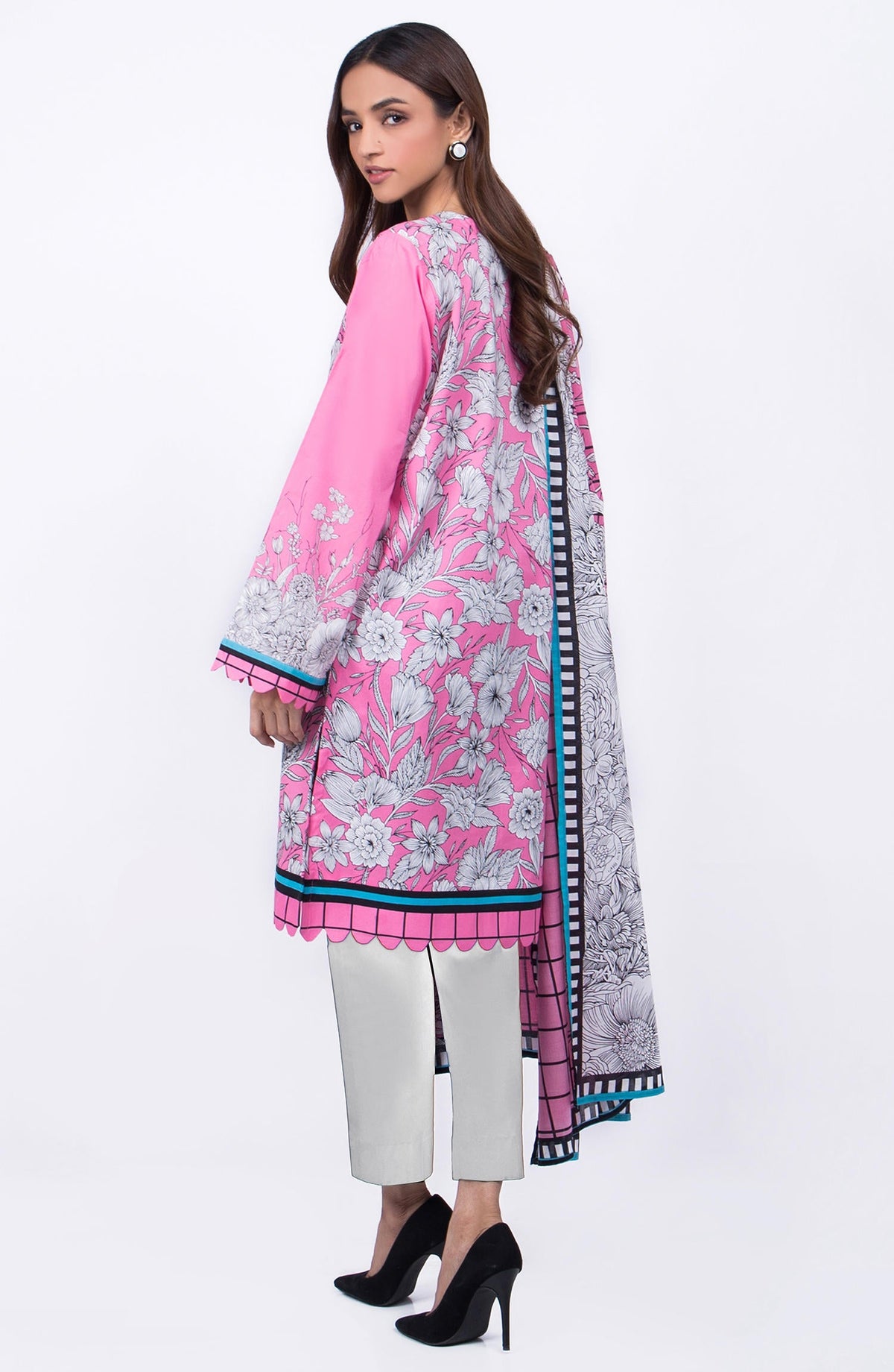 Orient - Unstitched 3 Piece Mirror-Work Lawn Suit