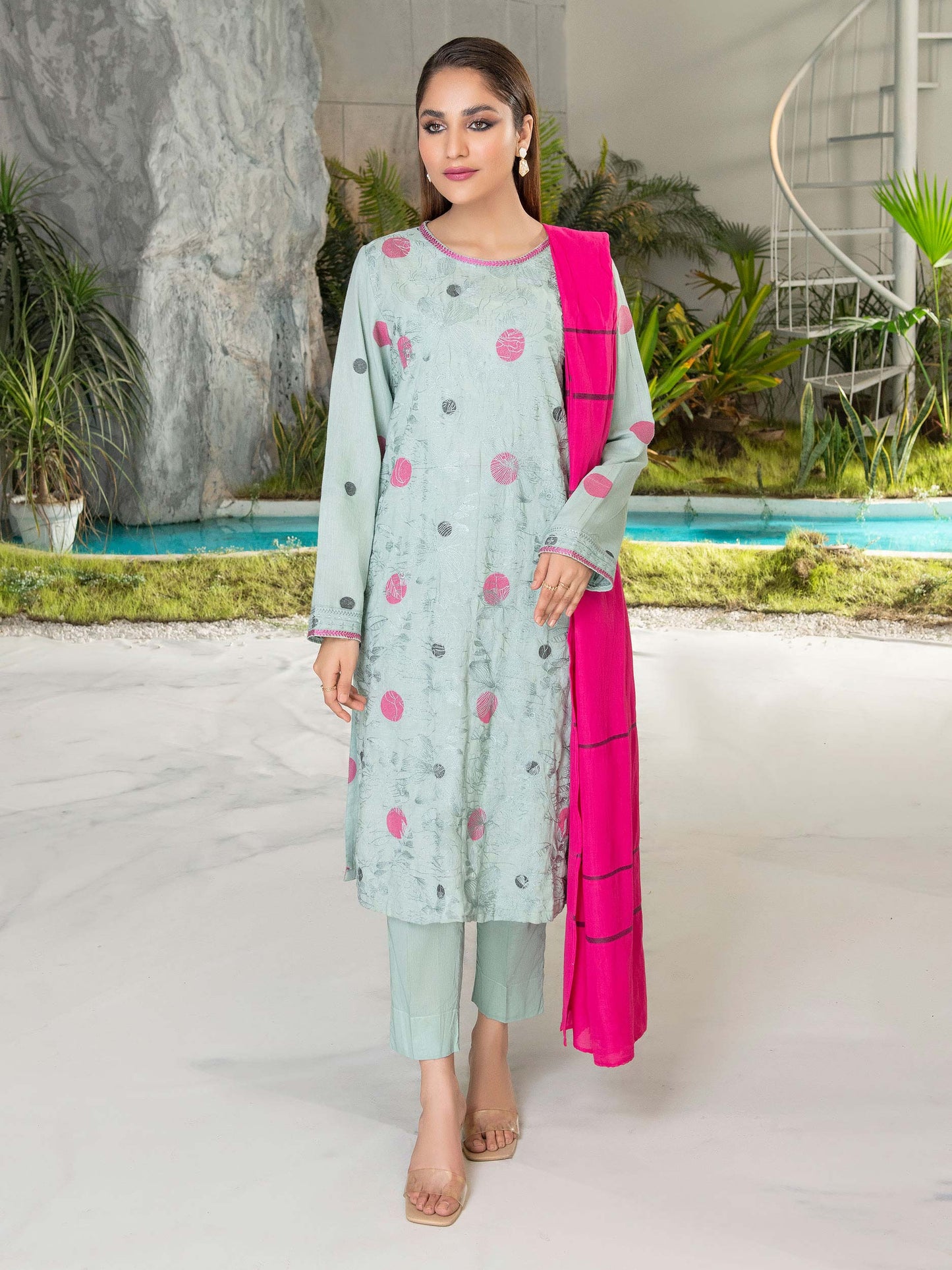 Limelight - 3 Piece Embroidered Jacquard Suit