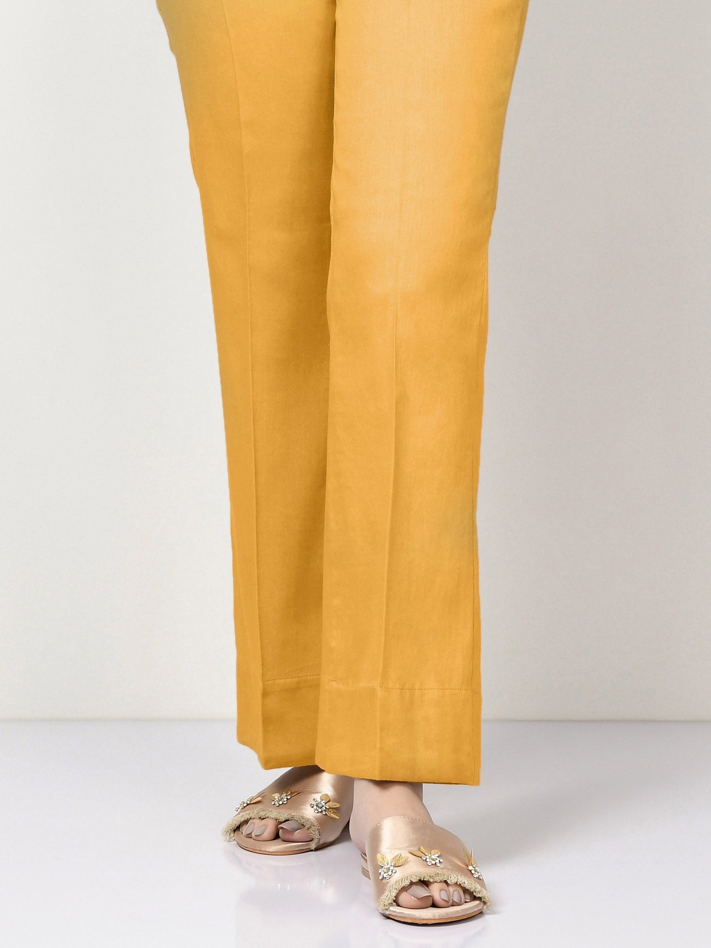 Limelight - Unstitched Cambric Trouser - Light Yellow