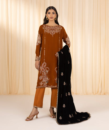 Sapphire - 3 Piece - Embroidered Velvet Suit