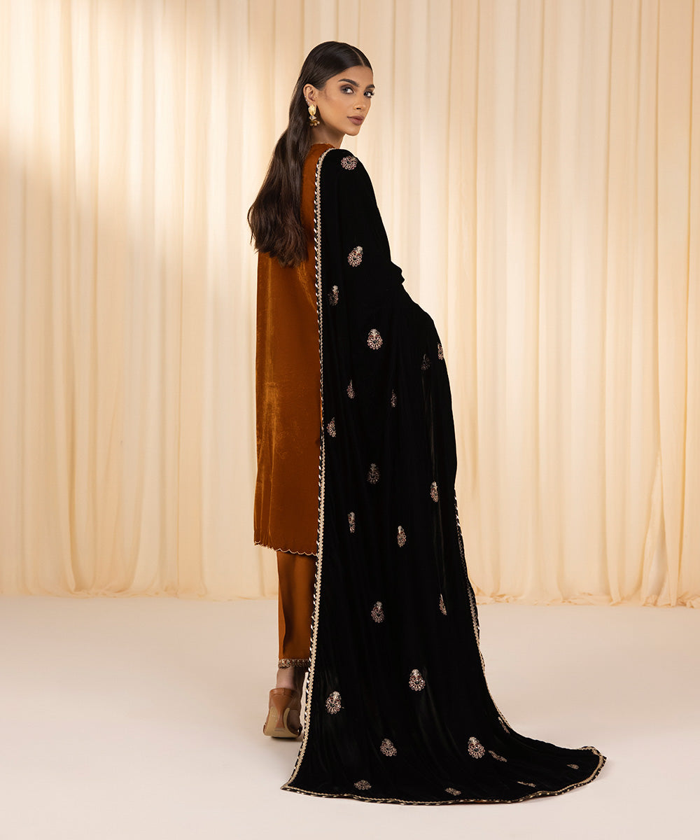 Sapphire - 3 Piece - Embroidered Velvet Suit
