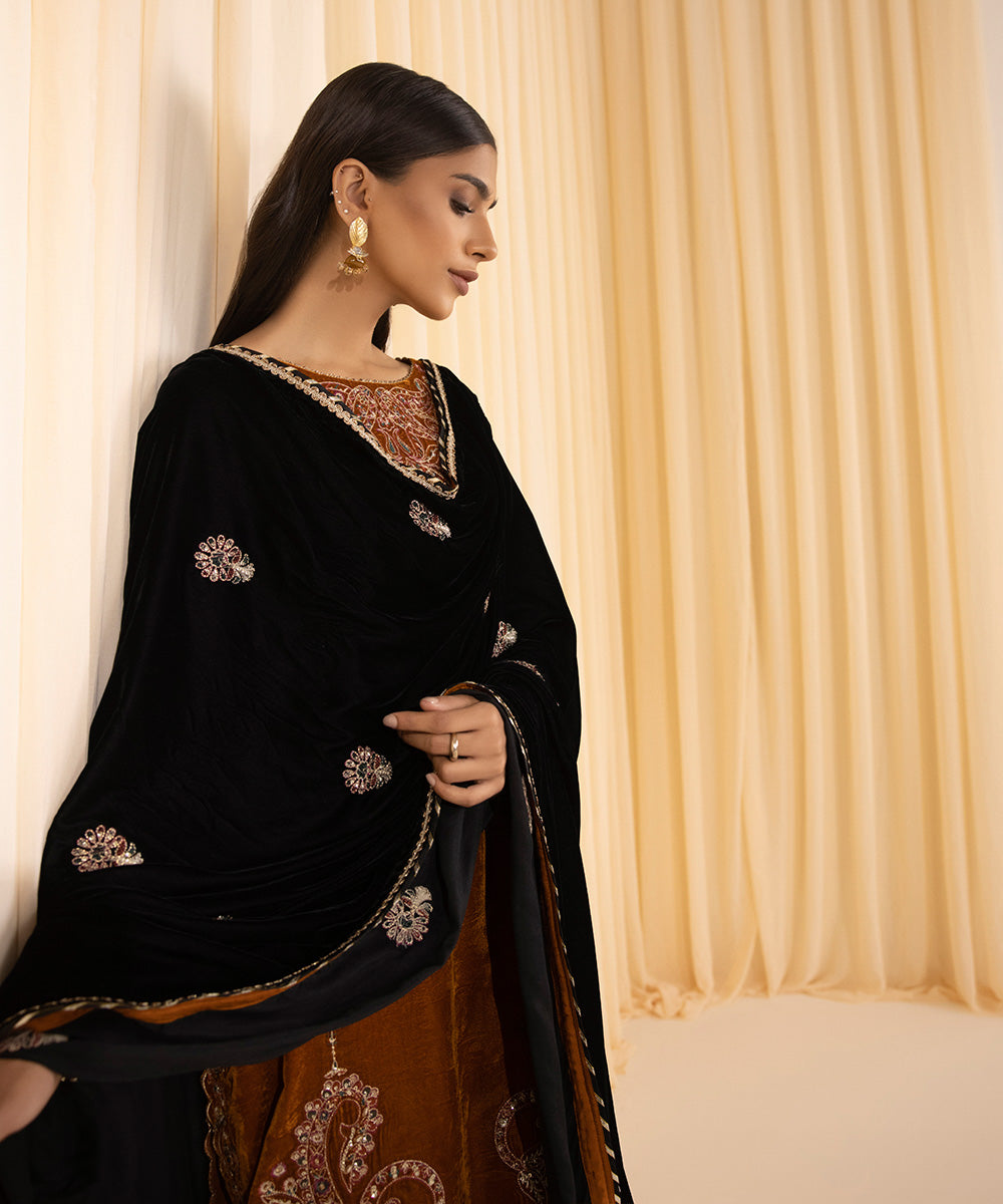 Sapphire - 3 Piece - Embroidered Velvet Suit