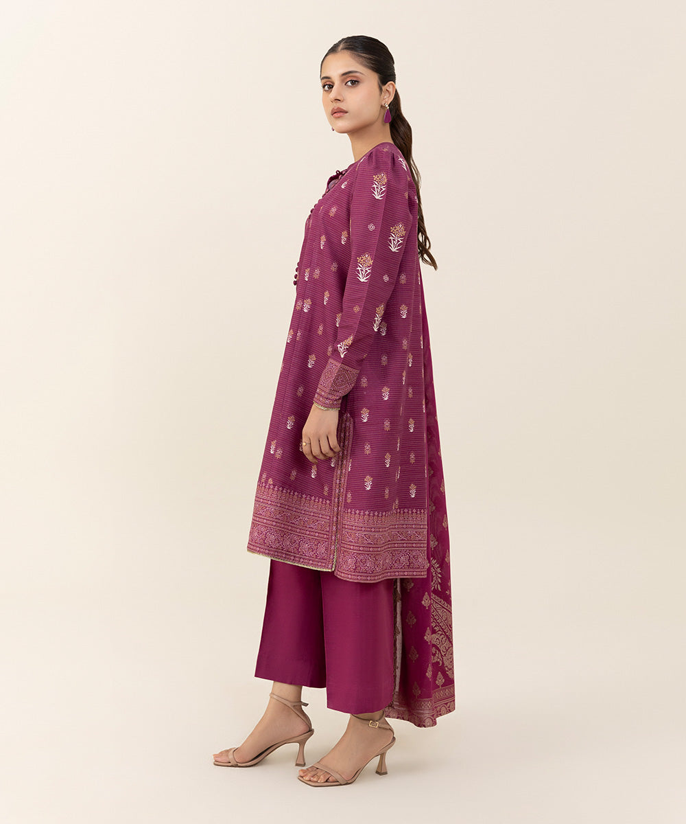 Sapphire - 3 Piece - Printed Zari Khaddar Suit