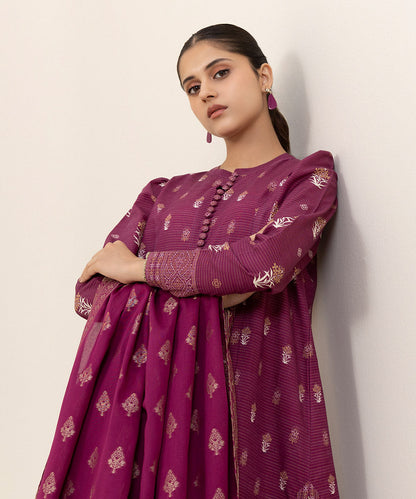 Sapphire - 3 Piece - Printed Zari Khaddar Suit