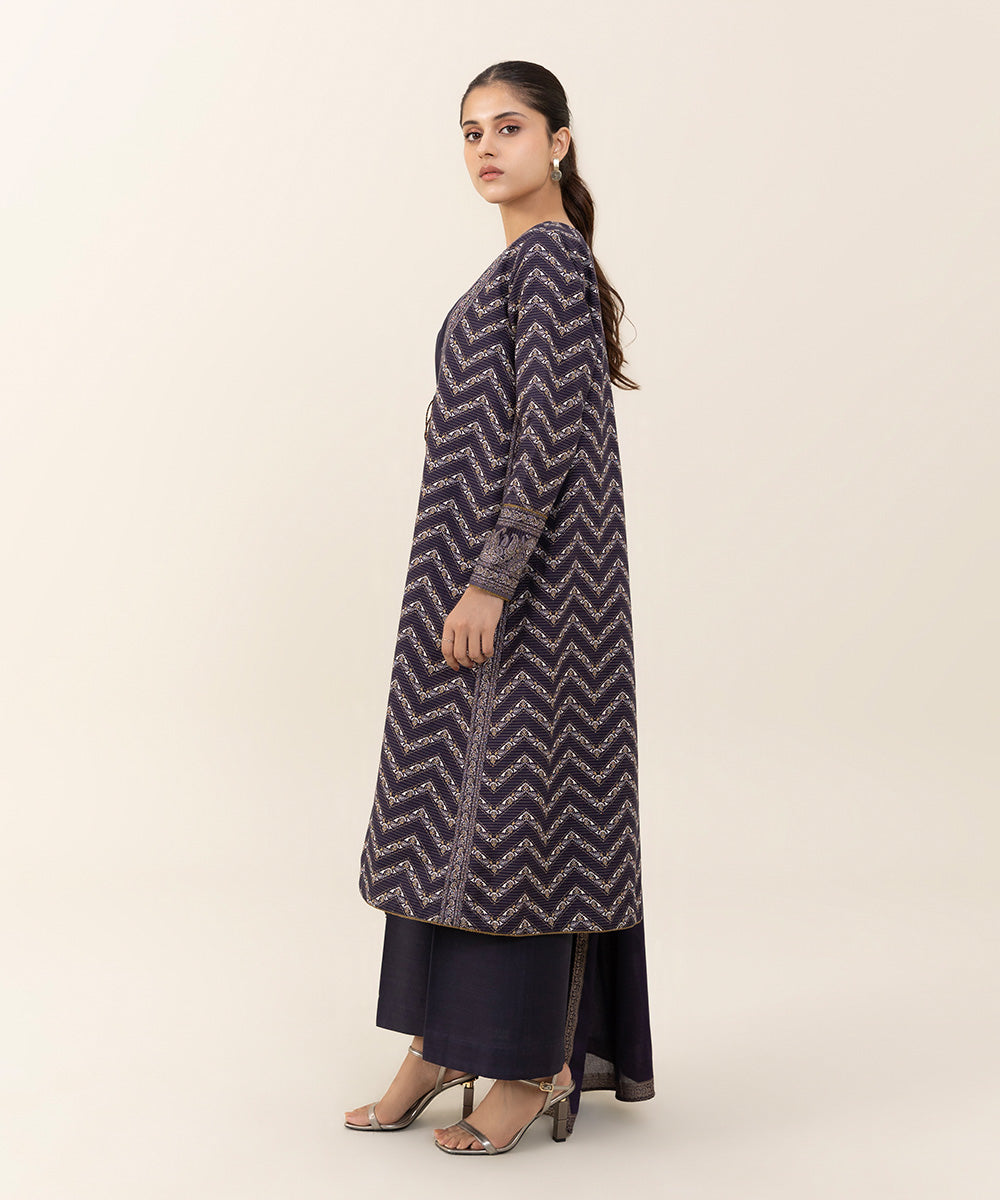 Sapphire - 3 Piece - Printed Zari Khaddar Suit