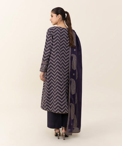 Sapphire - 3 Piece - Printed Zari Khaddar Suit