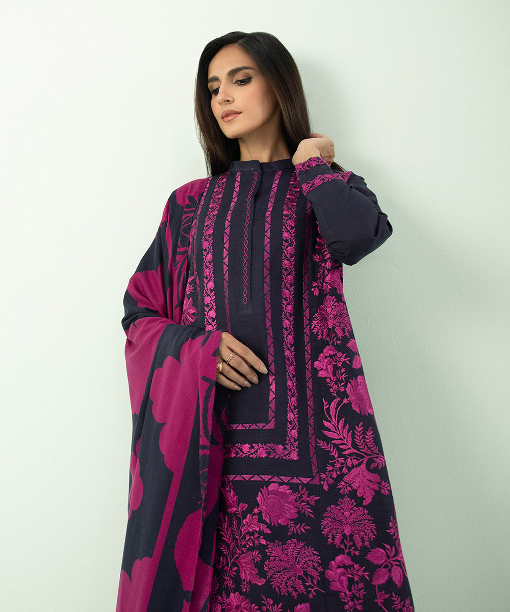 Sapphire - 3 Piece - Embroidered Khaddar Suit