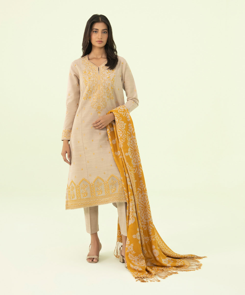 Sapphire - 3 Piece - Embroidered Khaddar Suit