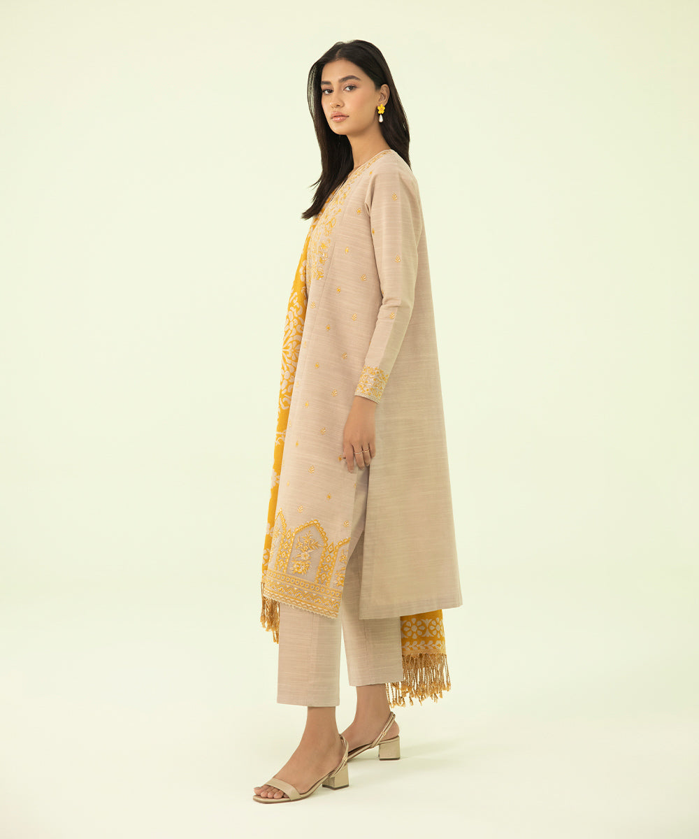 Sapphire - 3 Piece - Embroidered Khaddar Suit