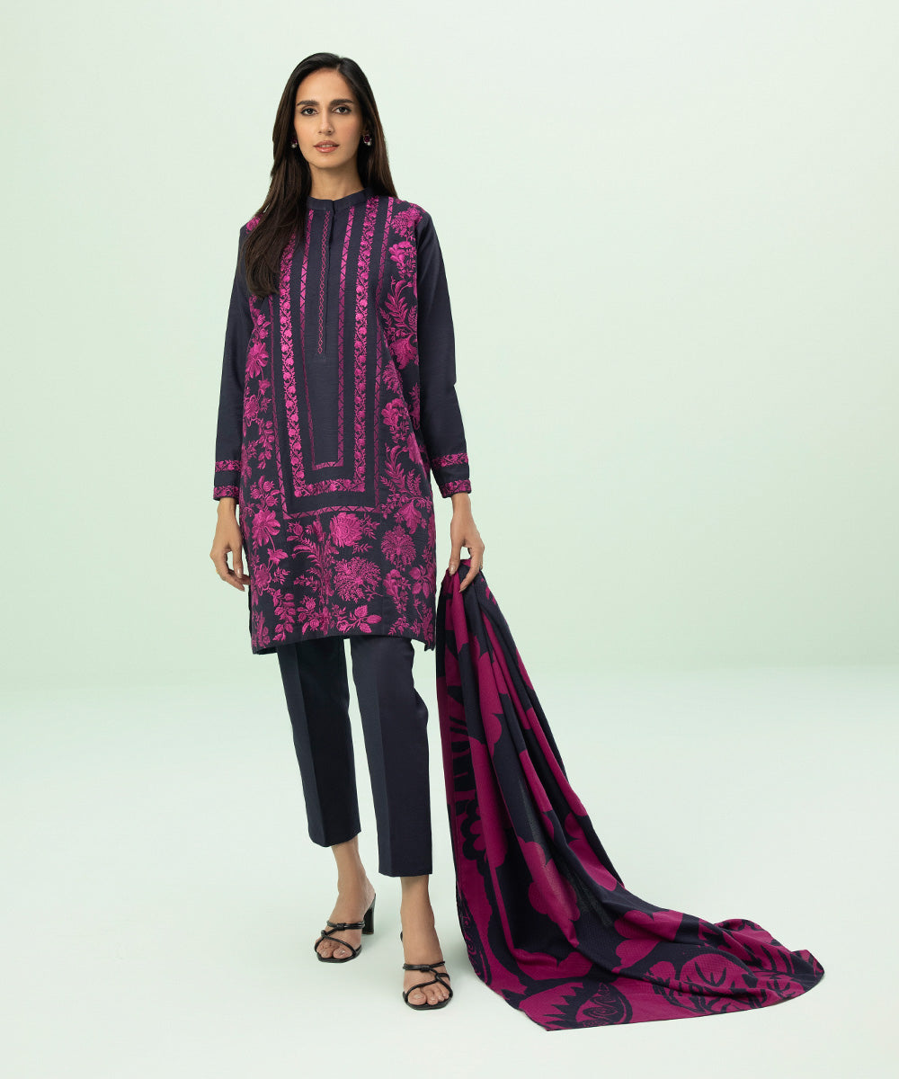 Sapphire - 3 Piece - Embroidered Khaddar Suit