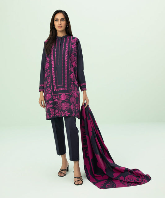 Sapphire - 3 Piece - Embroidered Khaddar Suit