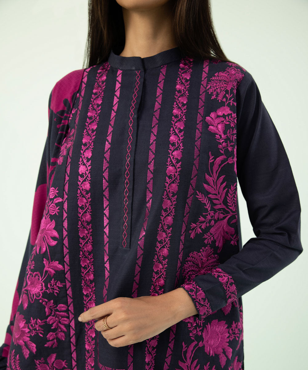 Sapphire - 3 Piece - Embroidered Khaddar Suit